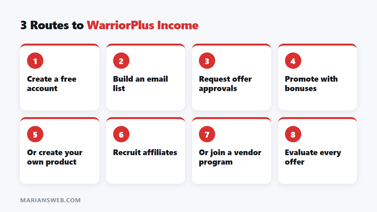 3 routes to make money on WarriorPlus