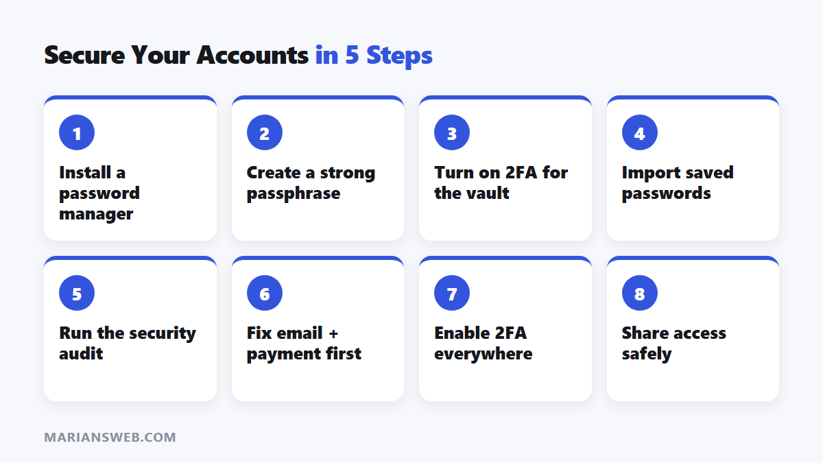 Secure your accounts with a password manager in 5 steps