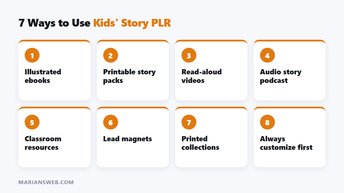 7 ways to use the Kids Stories Mega Pack PLR