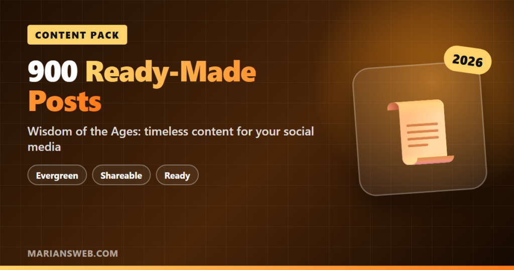 900 Ready-Made Social Media Posts (Wisdom of the Ages)