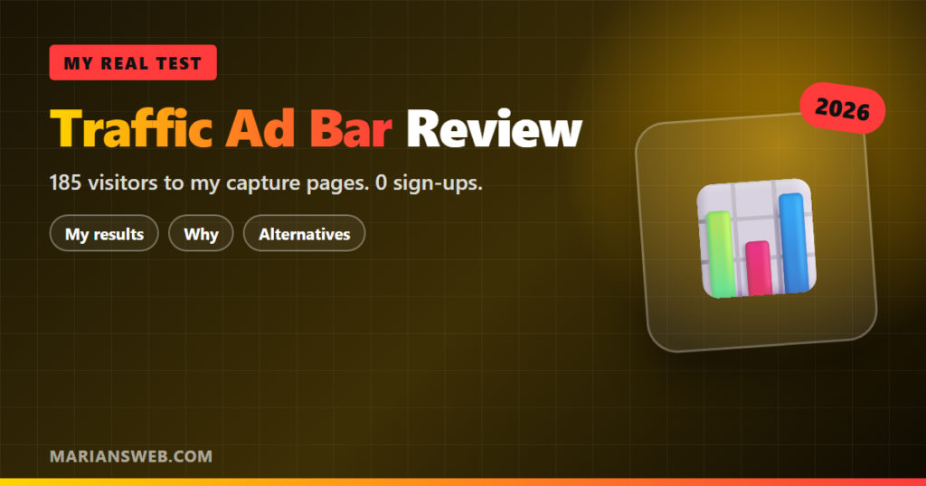 Traffic Ad Bar Review: 185 Visitors, 0 Sign-Ups (My Test)