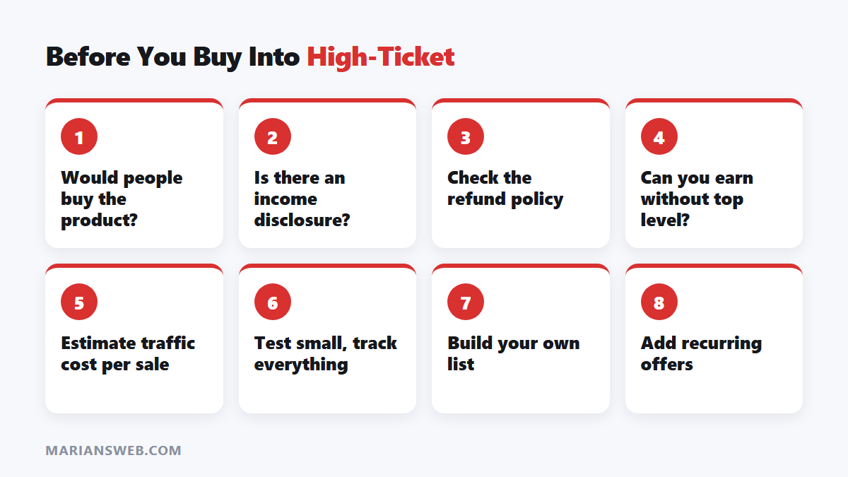 Checklist before buying into a high-ticket affiliate program