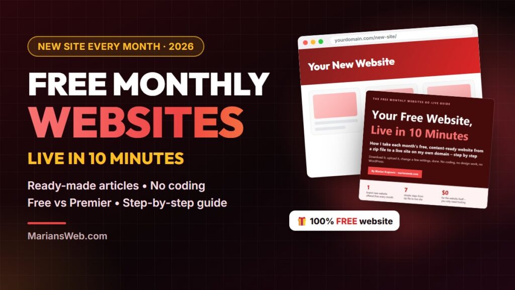 Free Monthly Websites: get a free website every month, live in 10 minutes